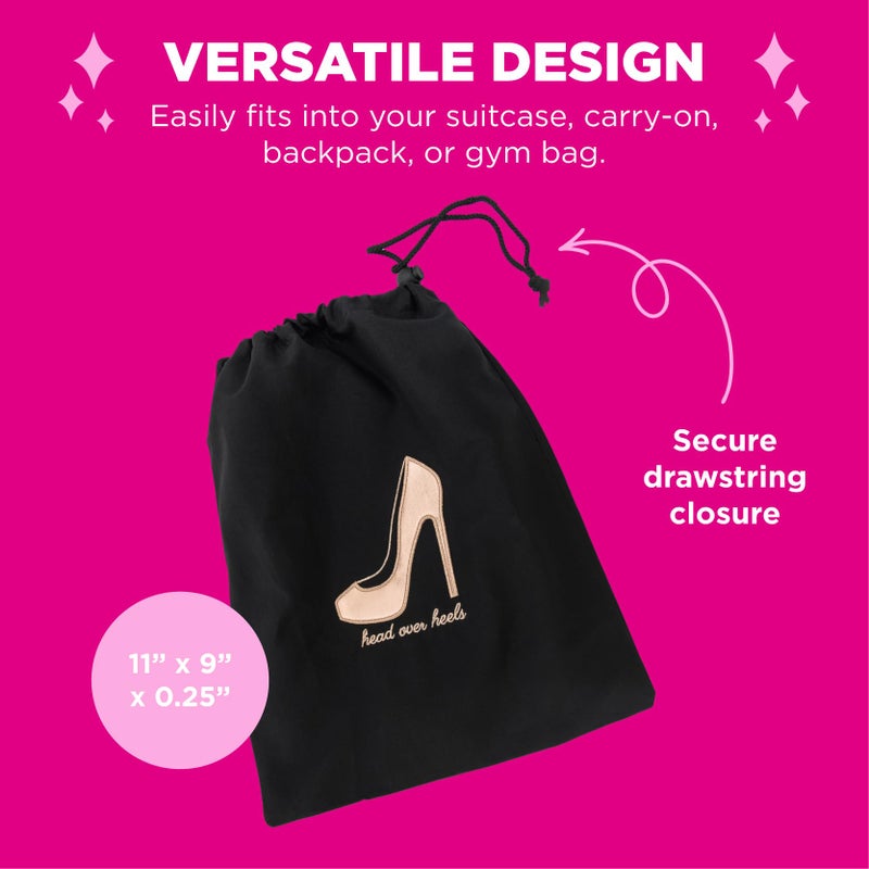 Miamica â€œHead Over Heelsâ€ Shoe Storage Bag, Black, 11â€ x 9â€ x 0.25â€, Shoe Bag for Women, Protects Footwear & Luggage - Interior Divider, Fits 1-2 Pairs - Image 2